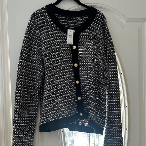 Ann Taylor Factory Sweaters - Ann Taylor Factory Black and White Button-Up Cardigan
